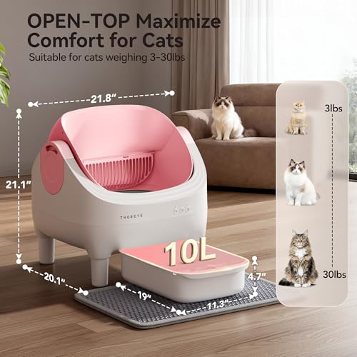 Open-Top Self-Cleaning Cat Litter Box with App Control