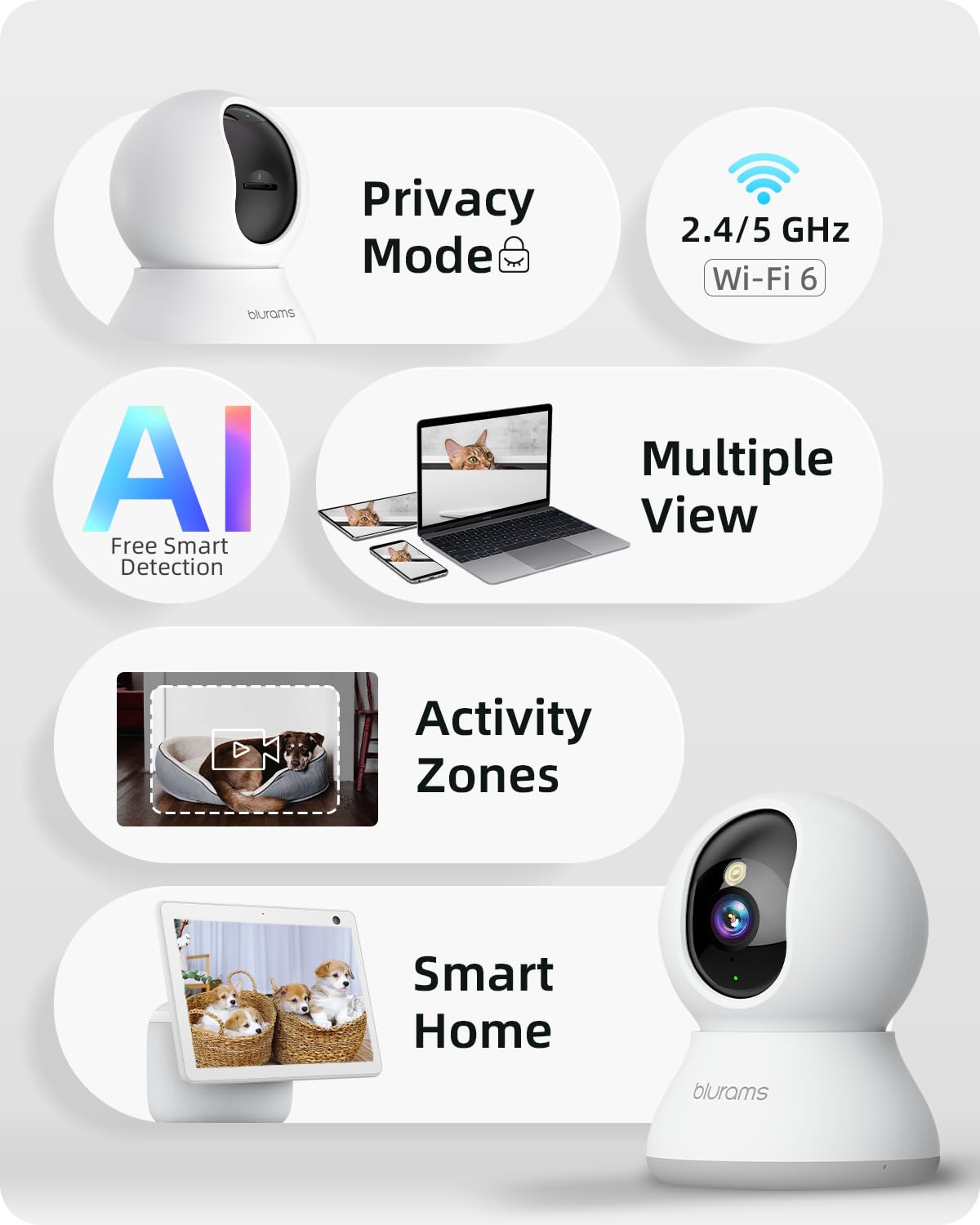 2K Smart Pet Camera 360° PTZ