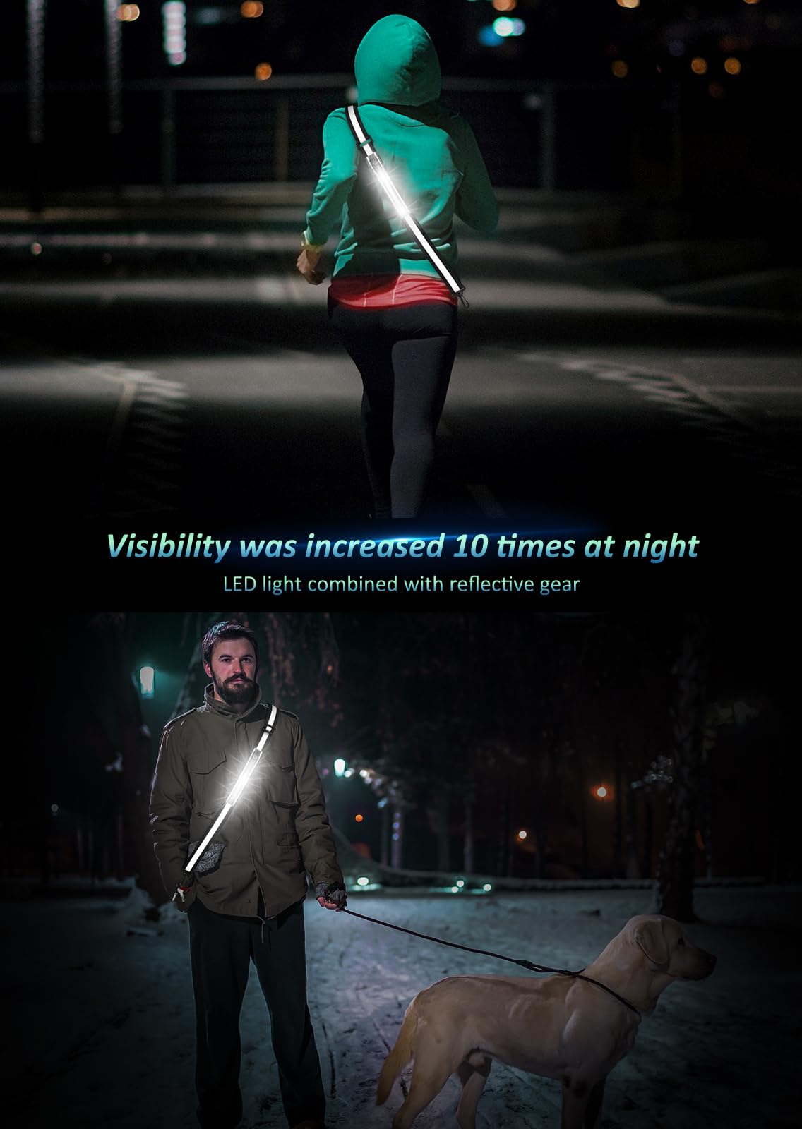 Rechargeable Reflective Safety Sash for Night Walking