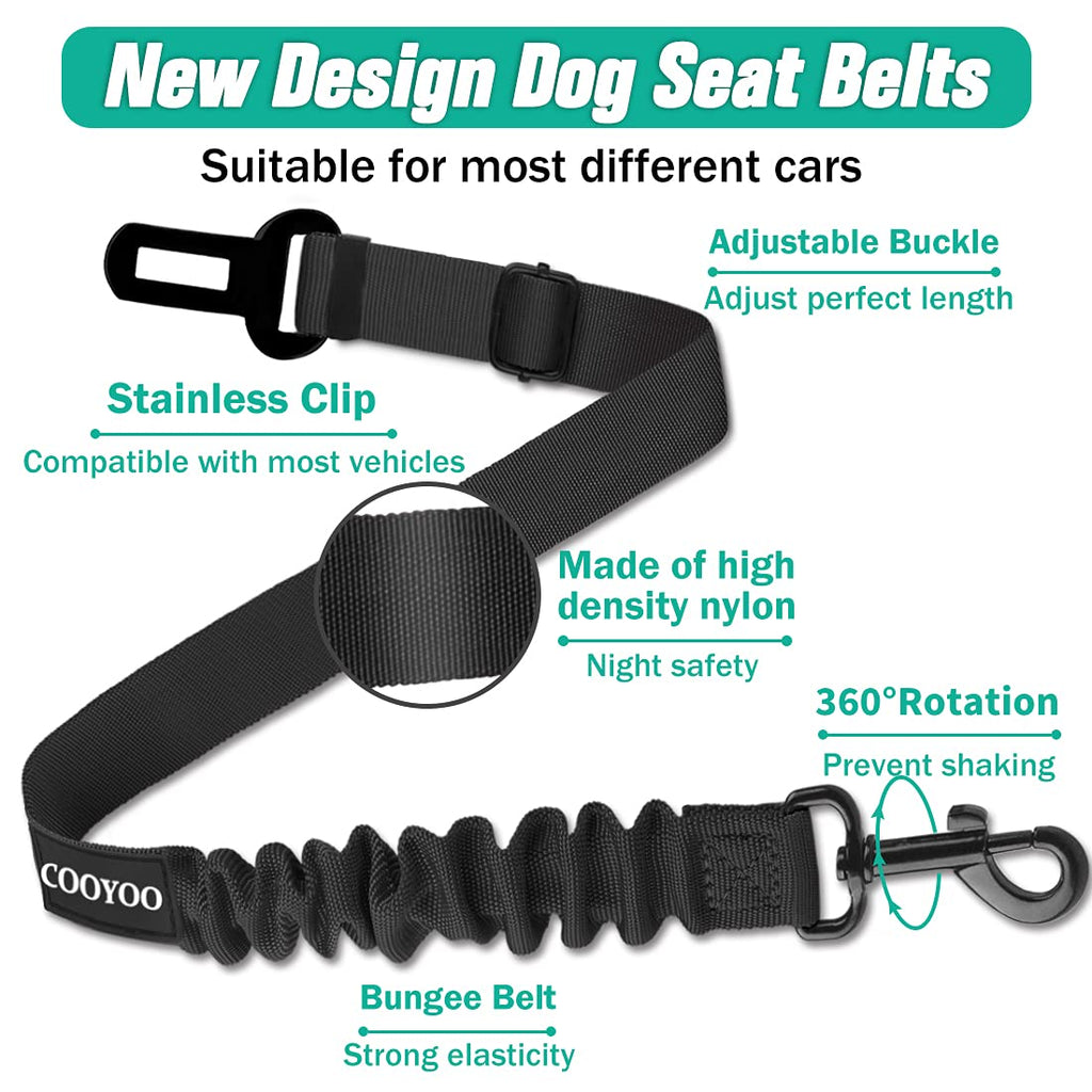 Retractable Dog Car Seat Belt Harness with Bungee Safety Strap