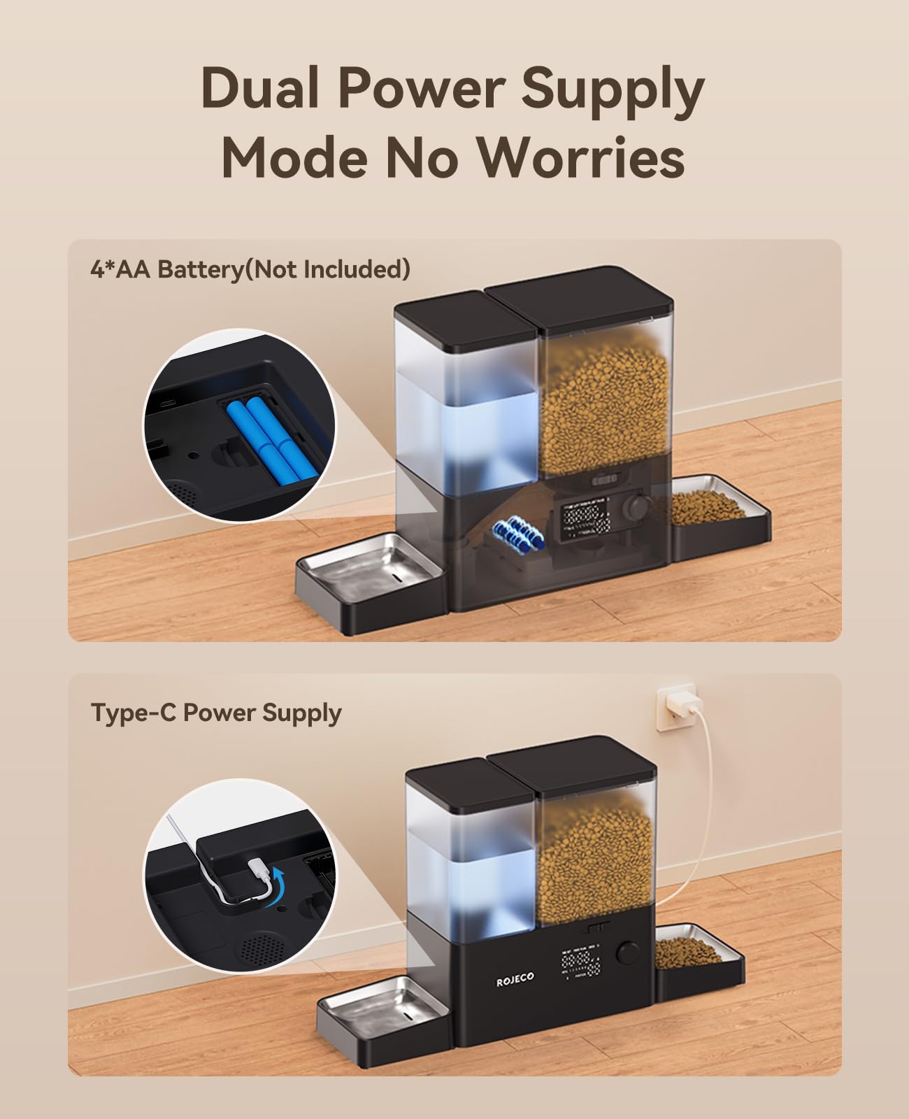 Rojeco Automatic Cat Feeder and Water Dispenser