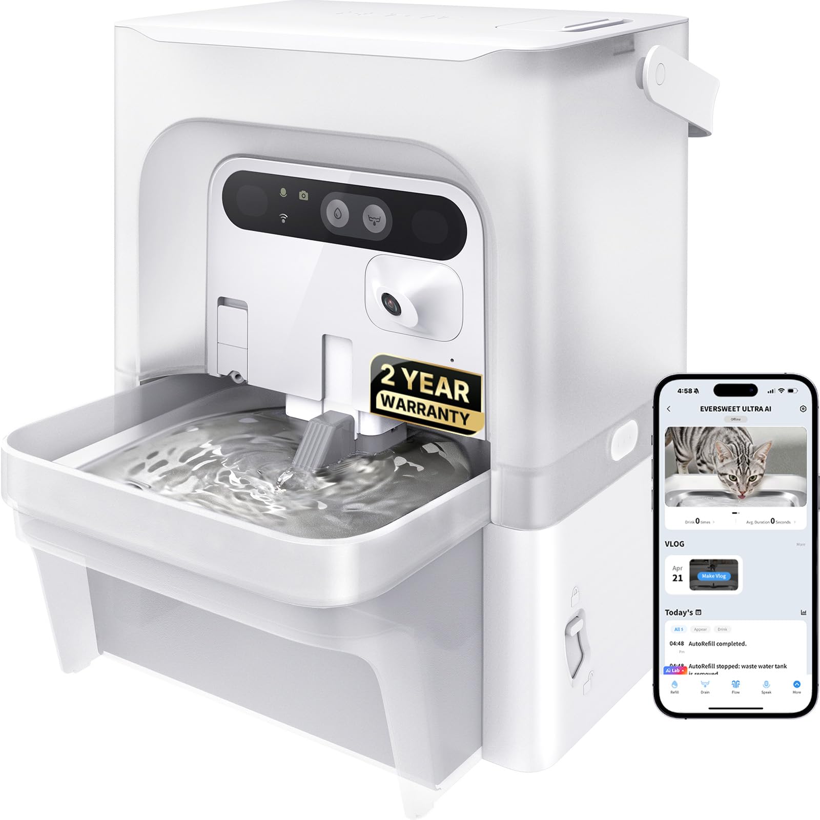 Smart Pet Water Fountain 5L with Camera