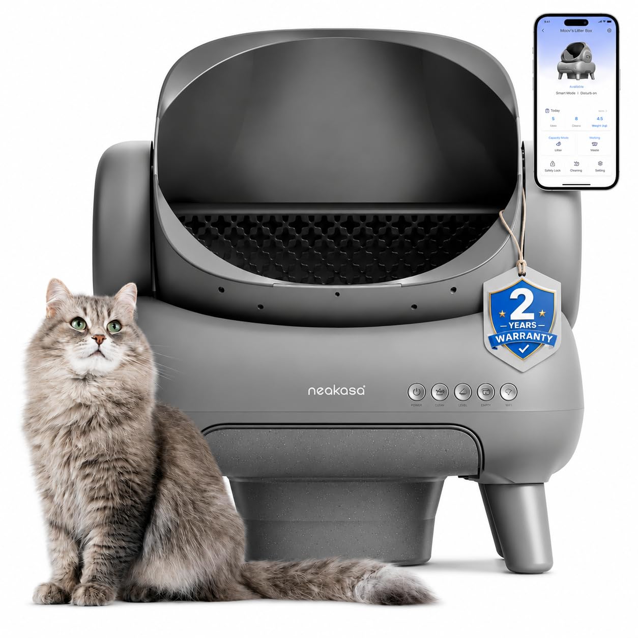 Open-Top Self-Cleaning Cat Litter Box