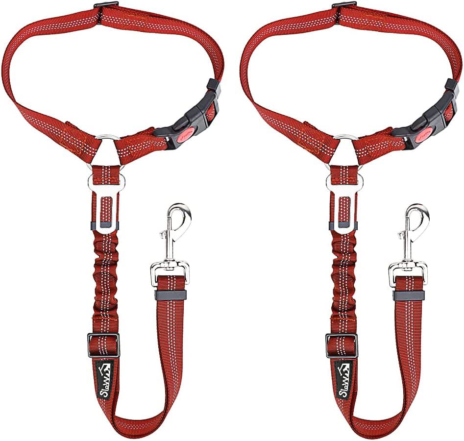 2-Pack Adjustable Dog Car Seat Belt with Bungee