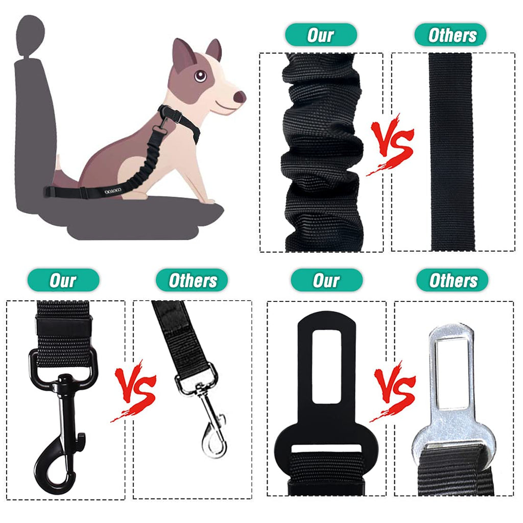 Retractable Dog Car Seat Belt Harness with Bungee Safety Strap