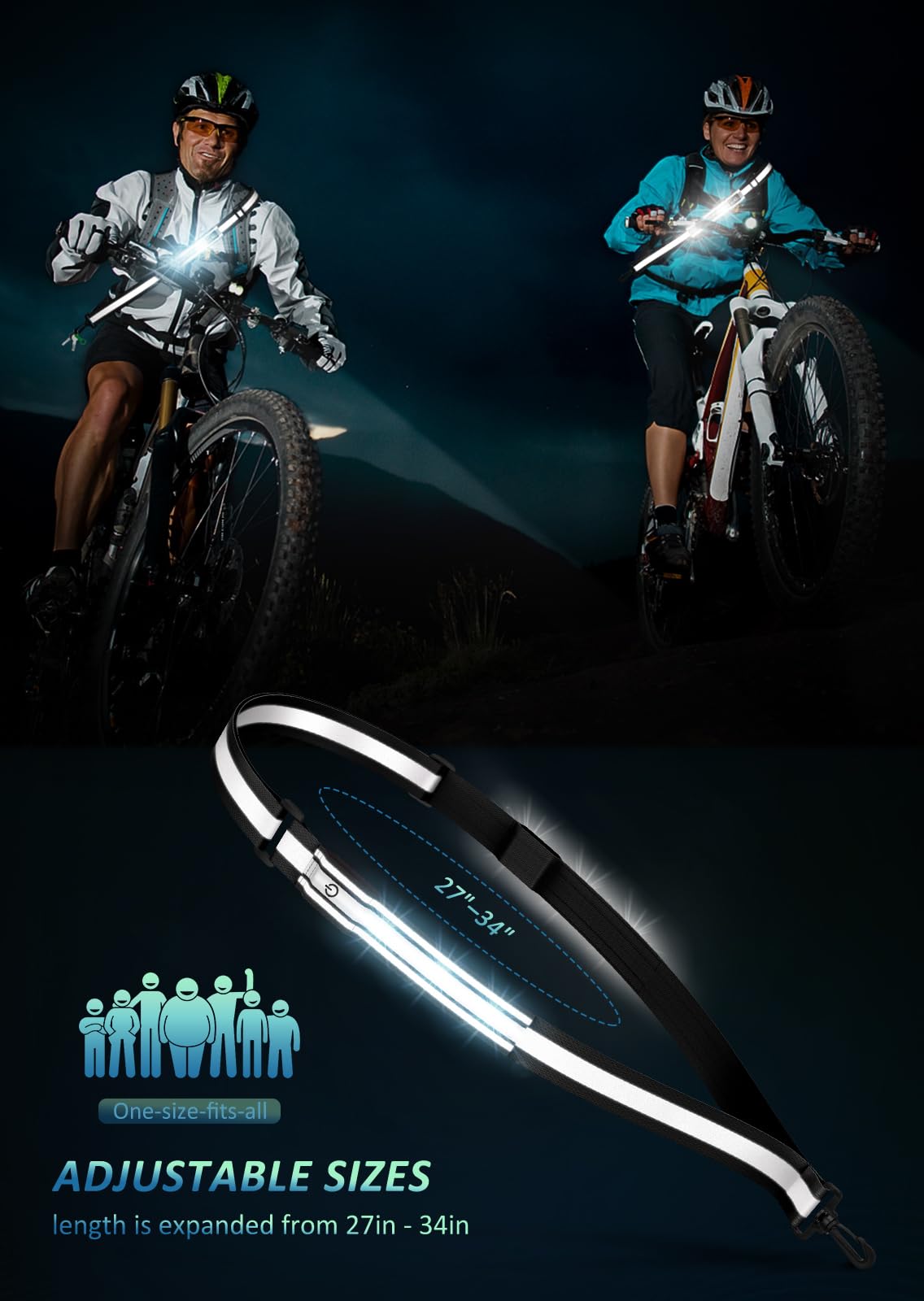 Rechargeable Reflective Safety Sash for Night Walking