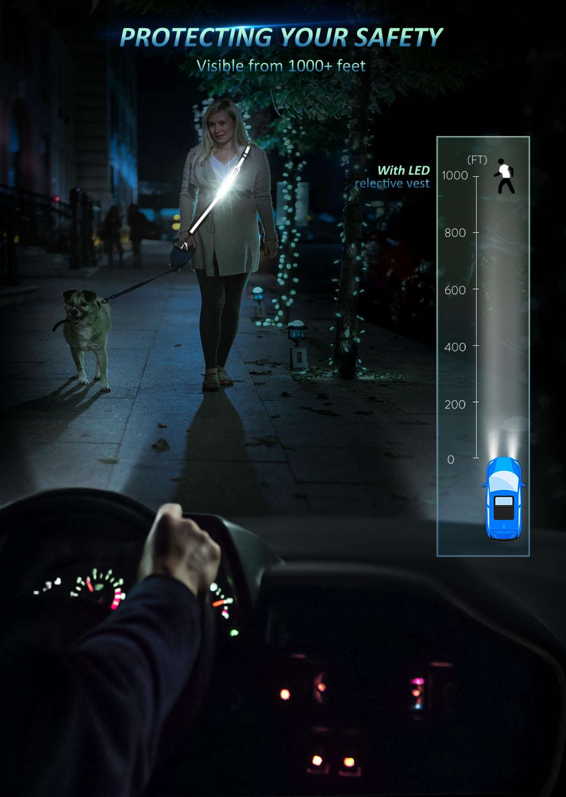 Rechargeable Reflective Safety Sash for Night Walking