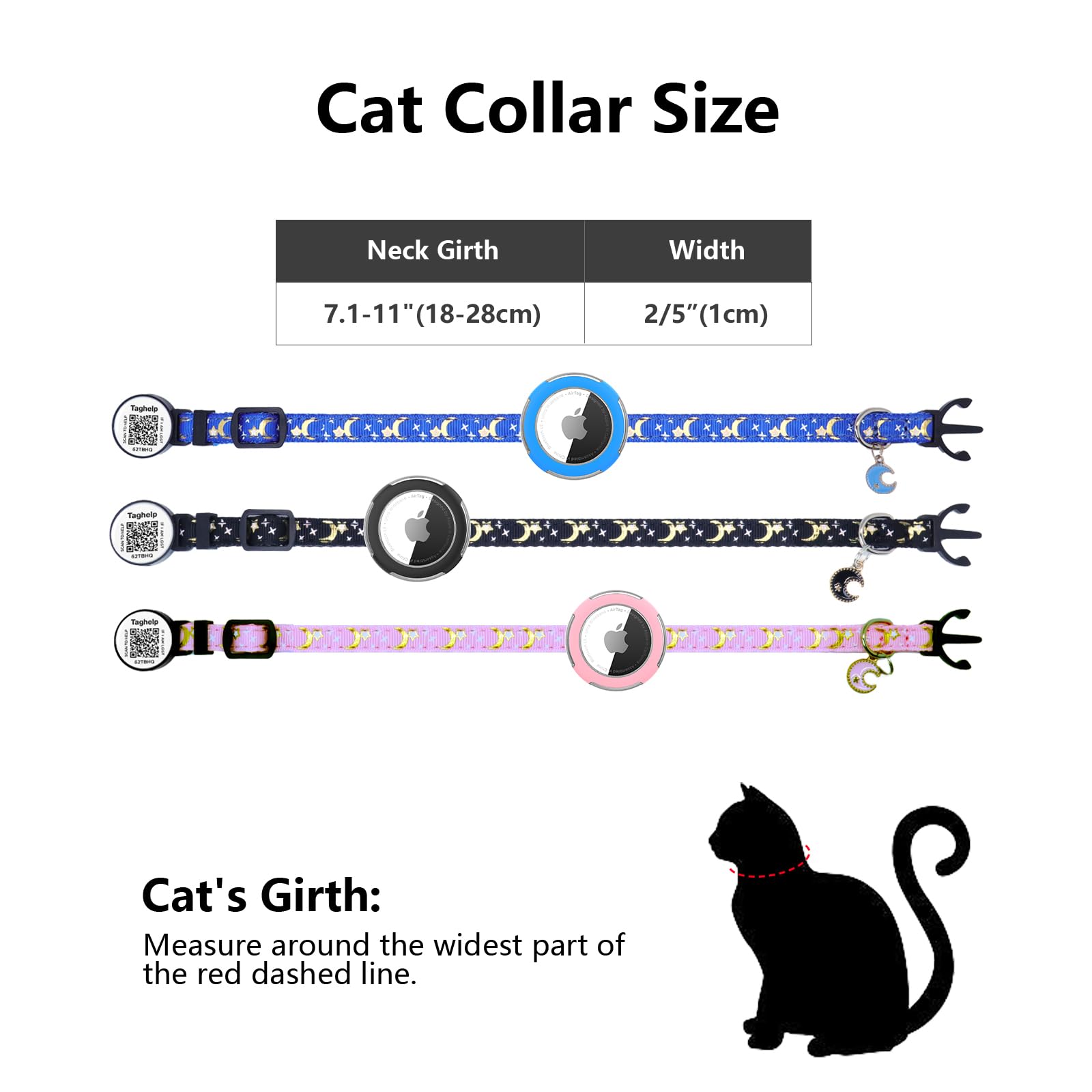 2-Pack AirTag Cat Collar with QR Tag