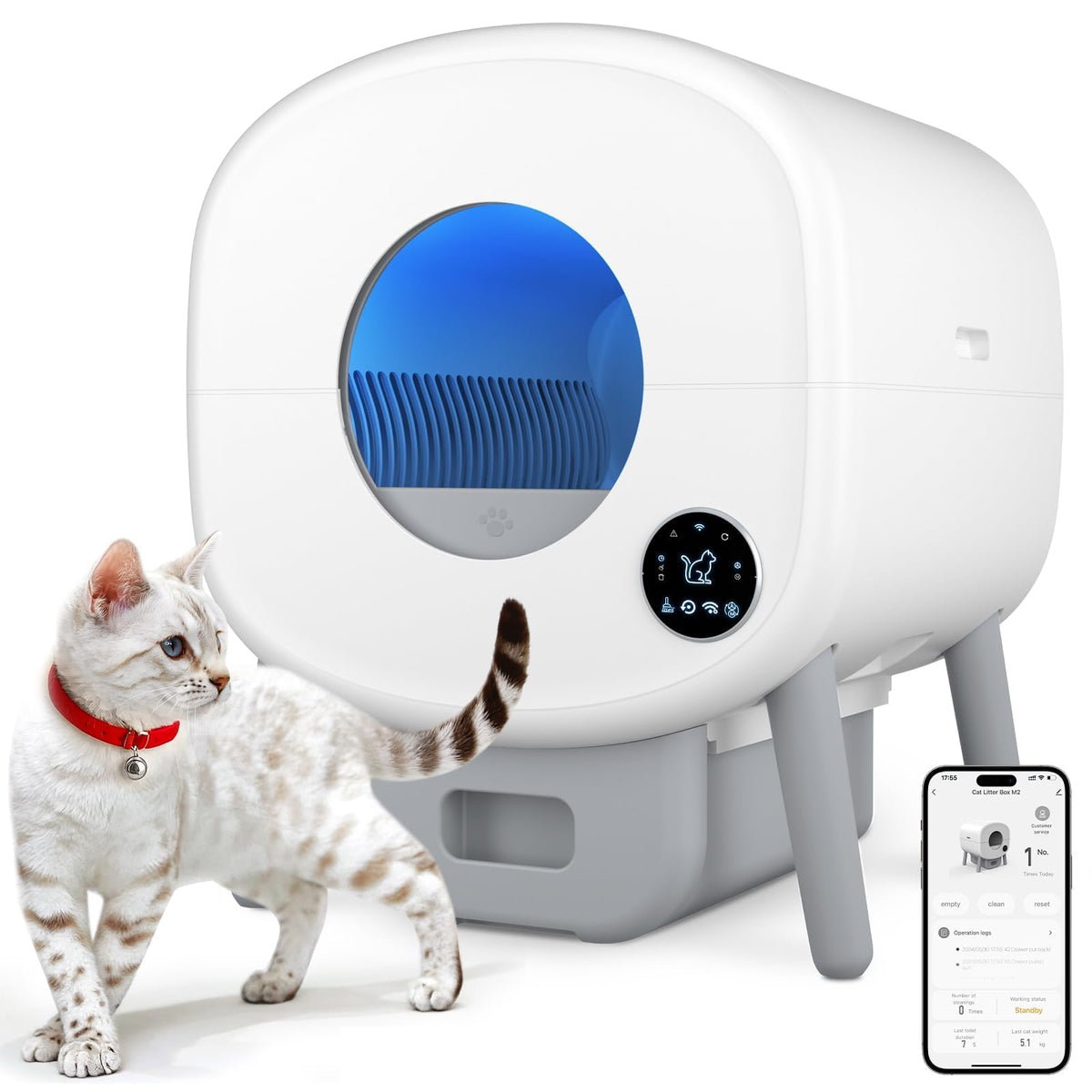 Self-Cleaning Cat Litter Box with App Control