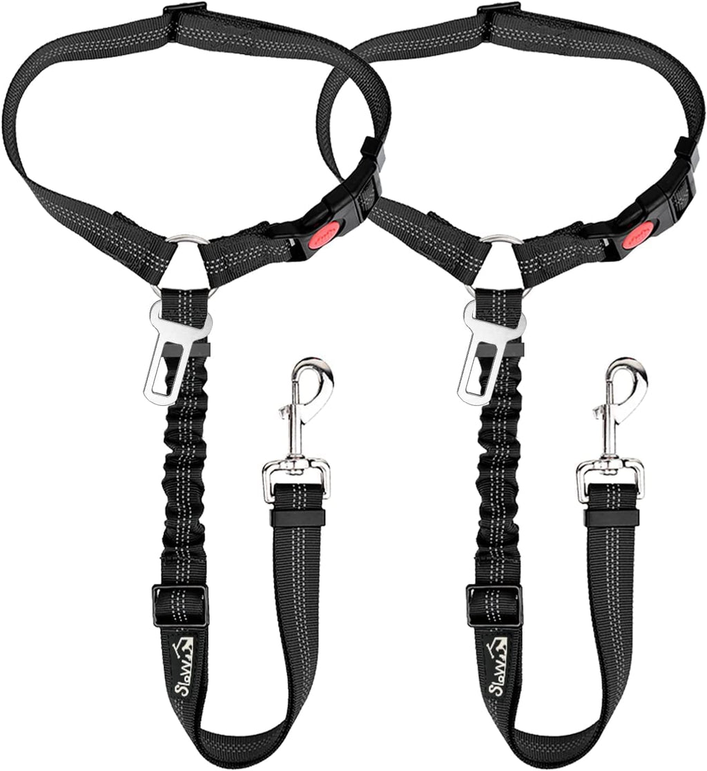 2-Pack Adjustable Dog Car Seat Belt with Bungee