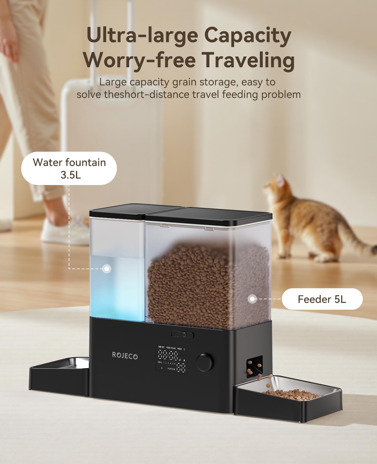 Rojeco Automatic Cat Feeder and Water Dispenser