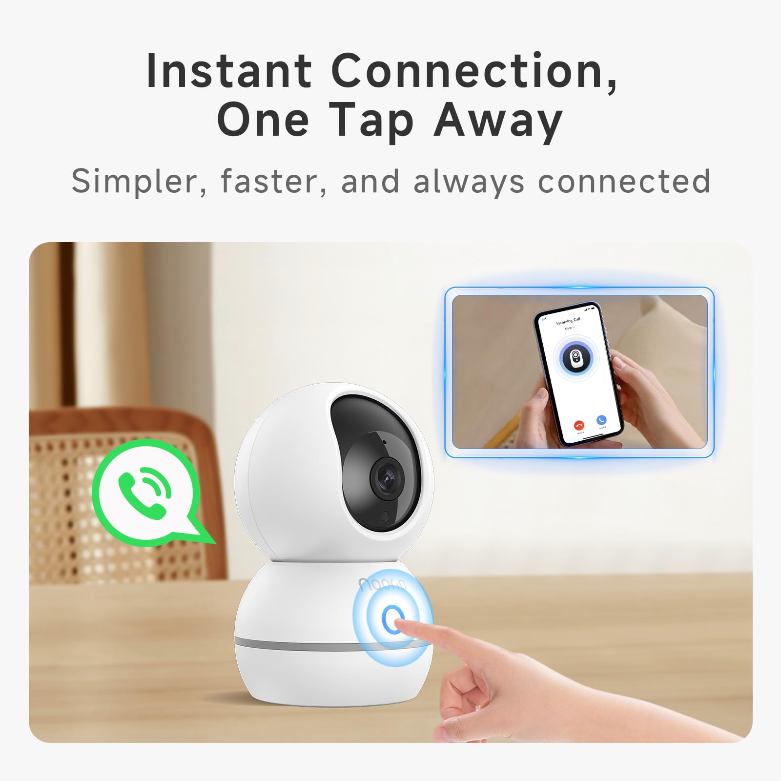 Noorio 2K 4MP Indoor Security Camera,2.4G