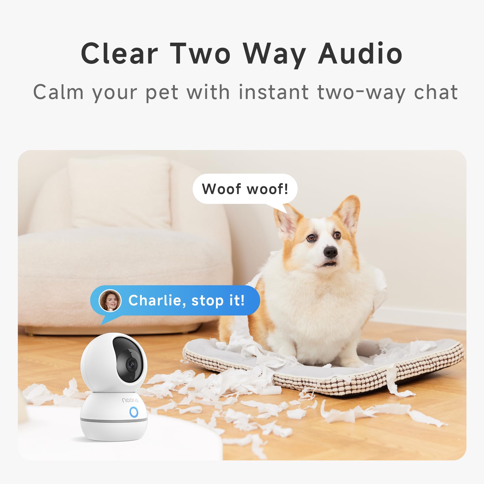 Noorio 2K 4MP Indoor Security Camera,2.4G