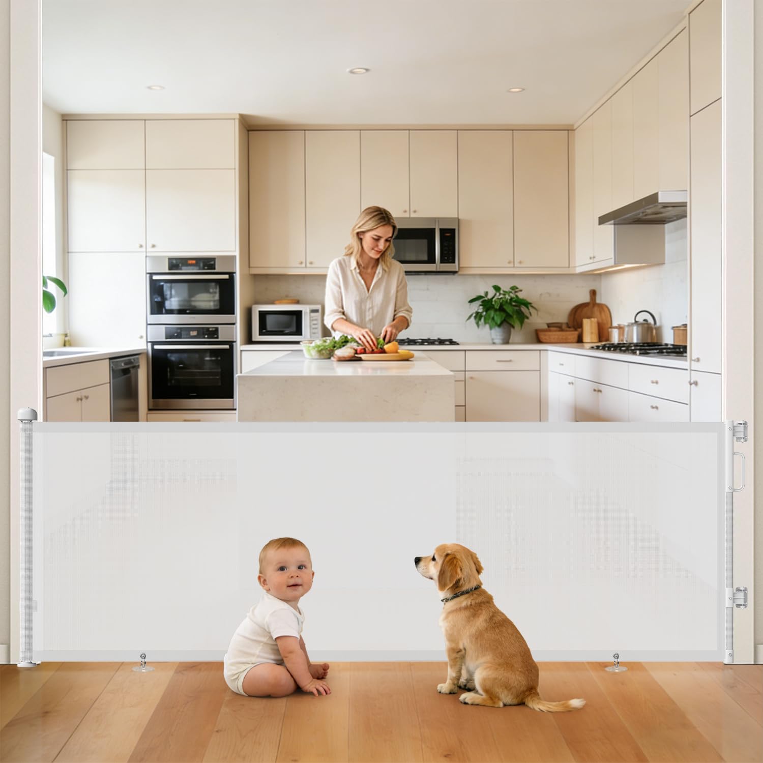 Retractable Mesh Pet Gate for Stairs & Doorways
