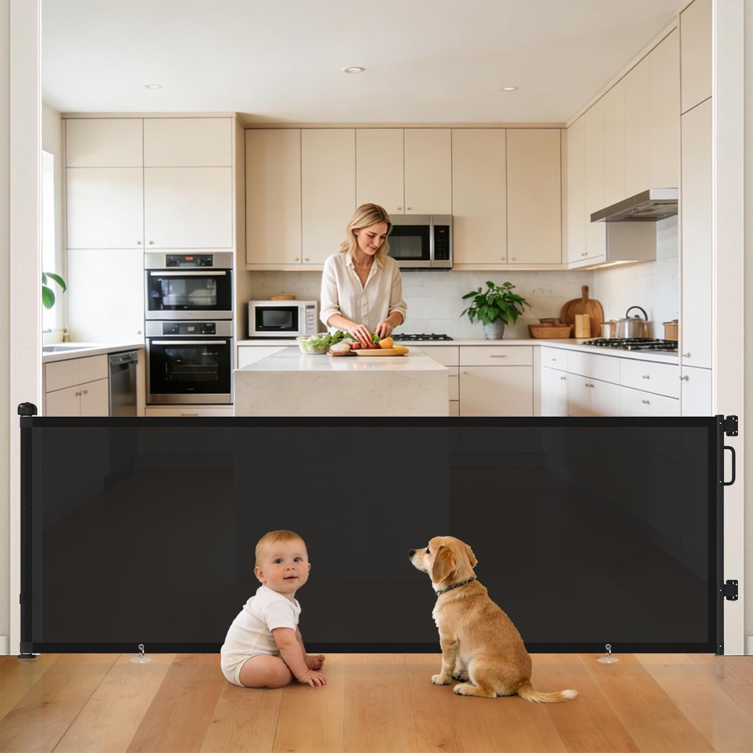 Retractable Mesh Pet Gate for Stairs & Doorways