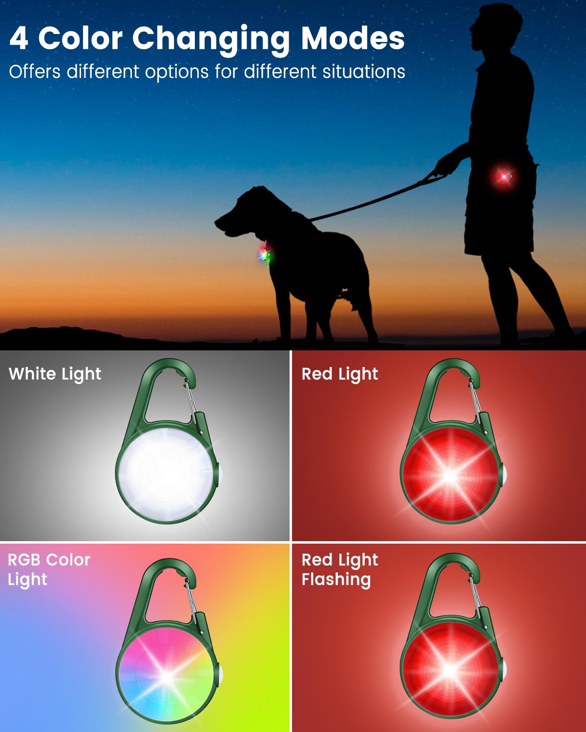2-Pack Rechargeable Dog Collar Lights