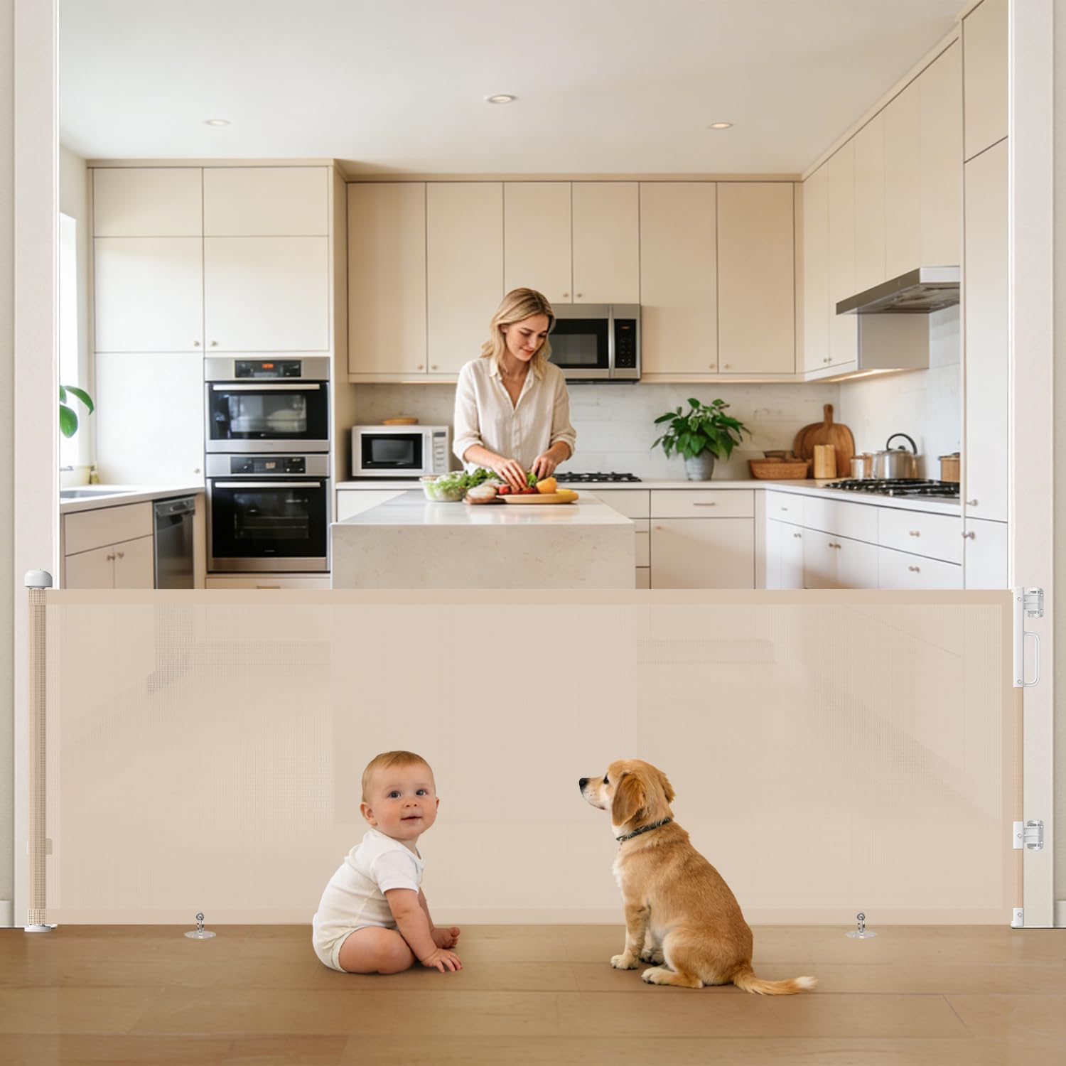 Retractable Mesh Pet Gate for Stairs & Doorways