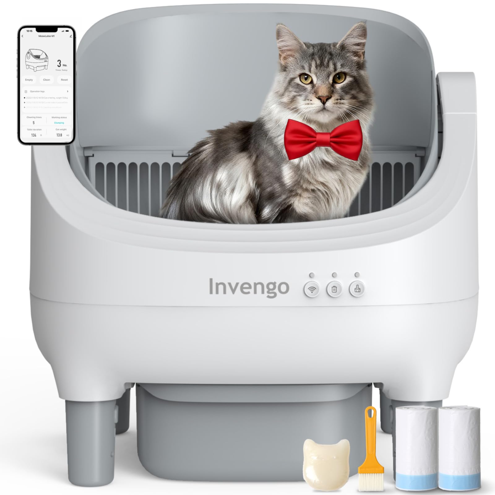 Open-Top Self-Cleaning Cat Litter Box with App Control