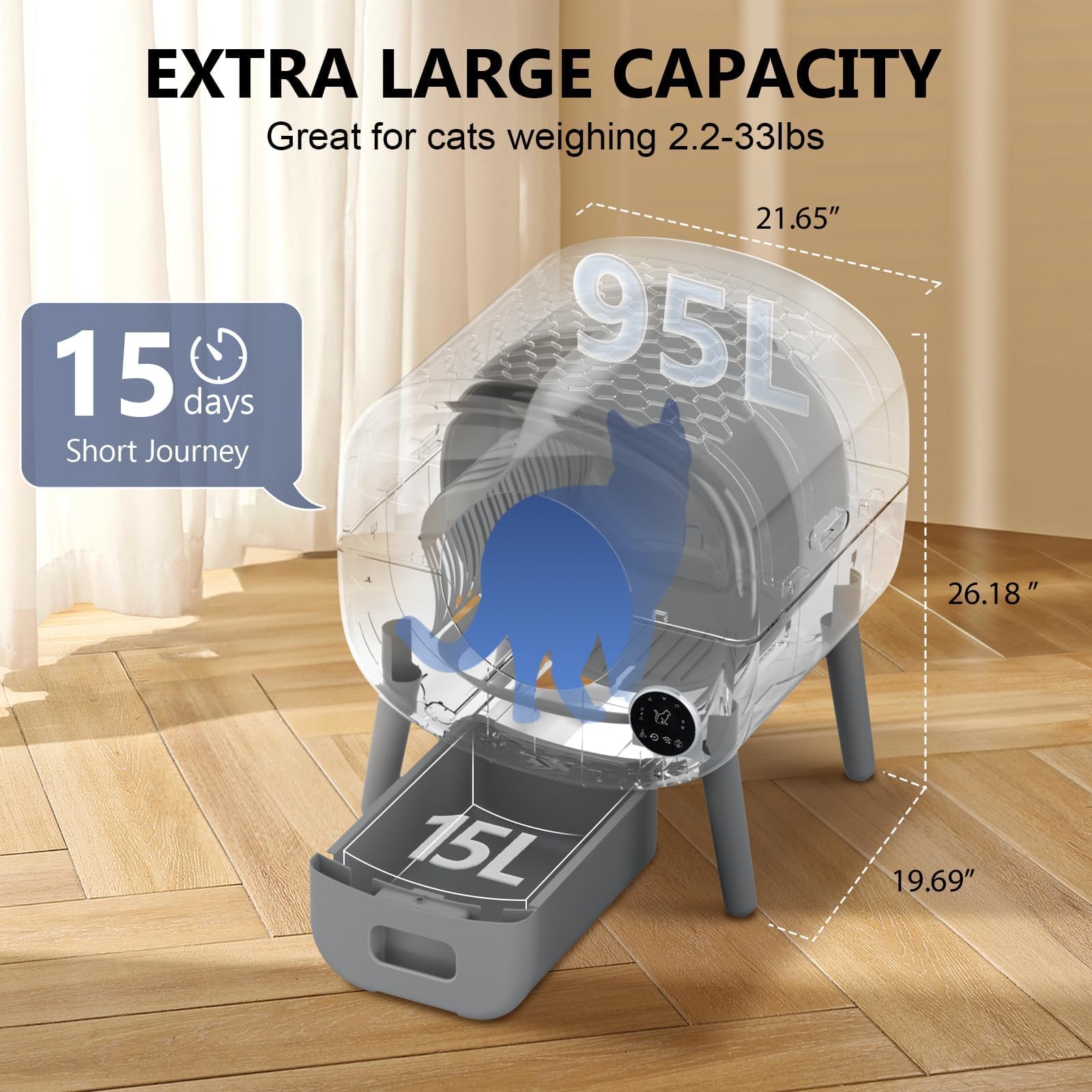 Self-Cleaning Cat Litter Box with App Control