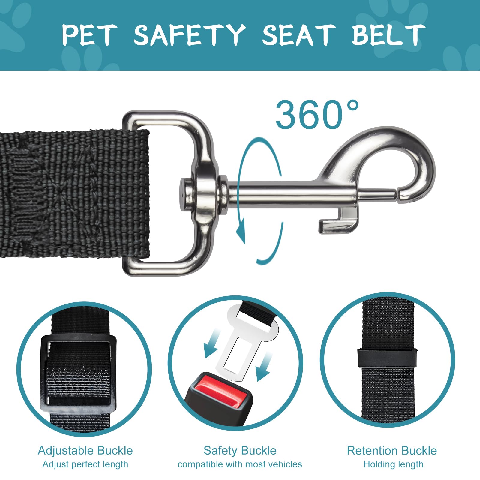 2-Pack Heavy-Duty Dog Car Seat Belt