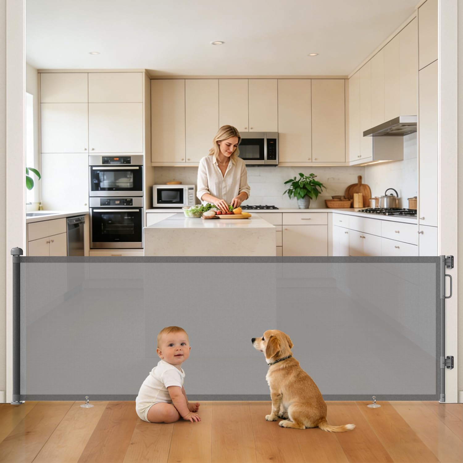 Retractable Mesh Pet Gate for Stairs & Doorways