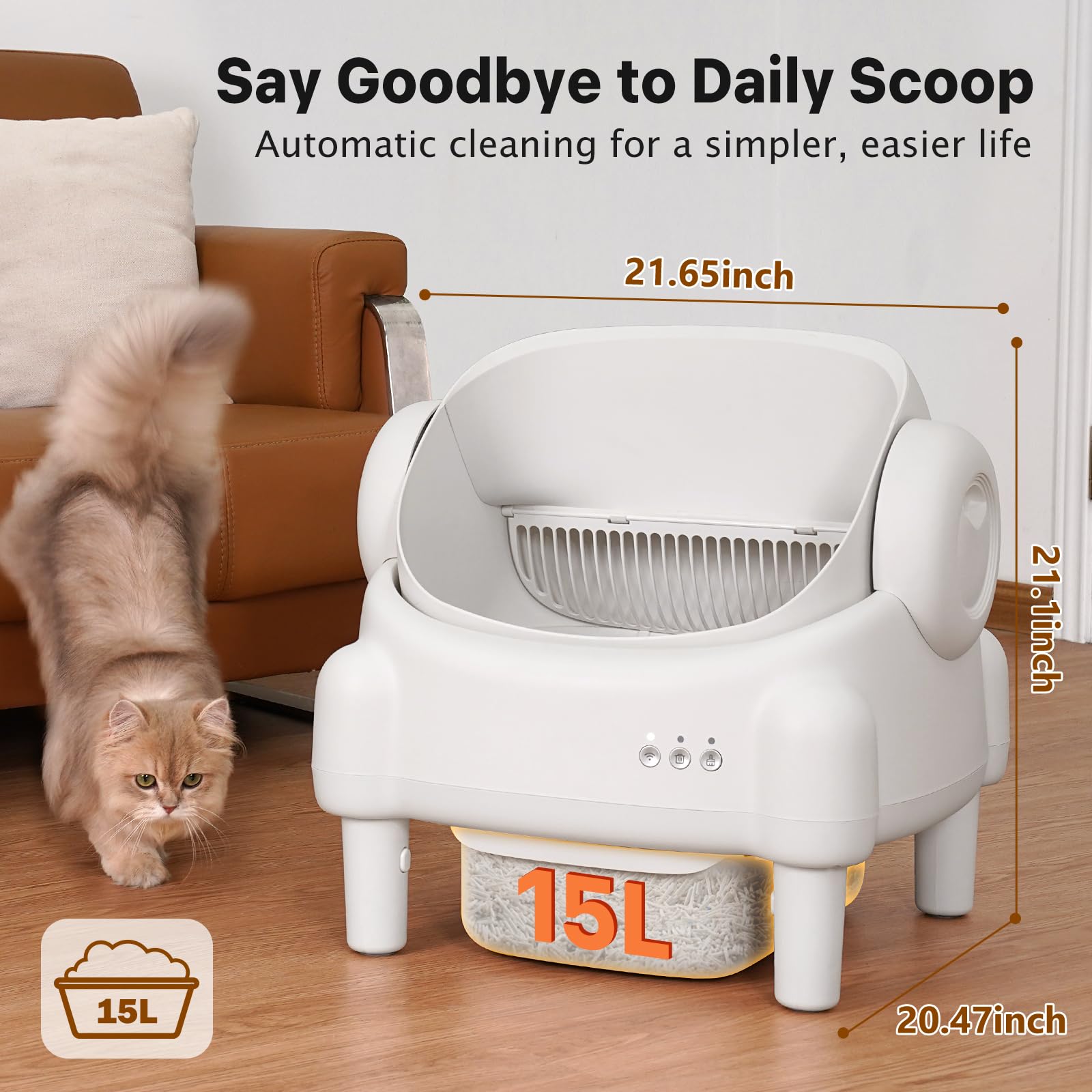Self-Cleaning Cat Litter Box with App Control