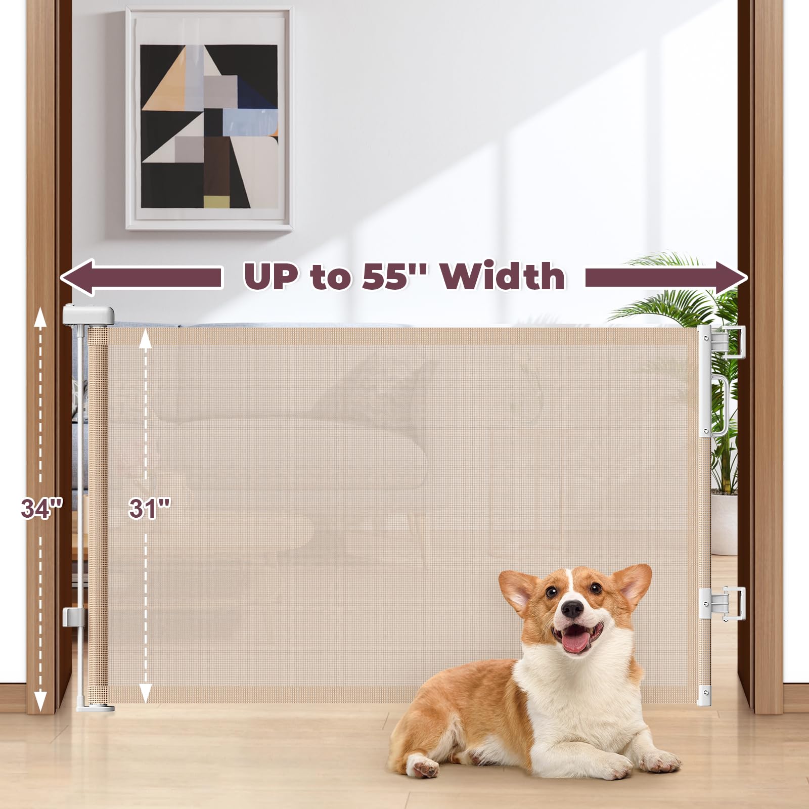 Retractable Mesh Pet Gate for Stairs & Doorways