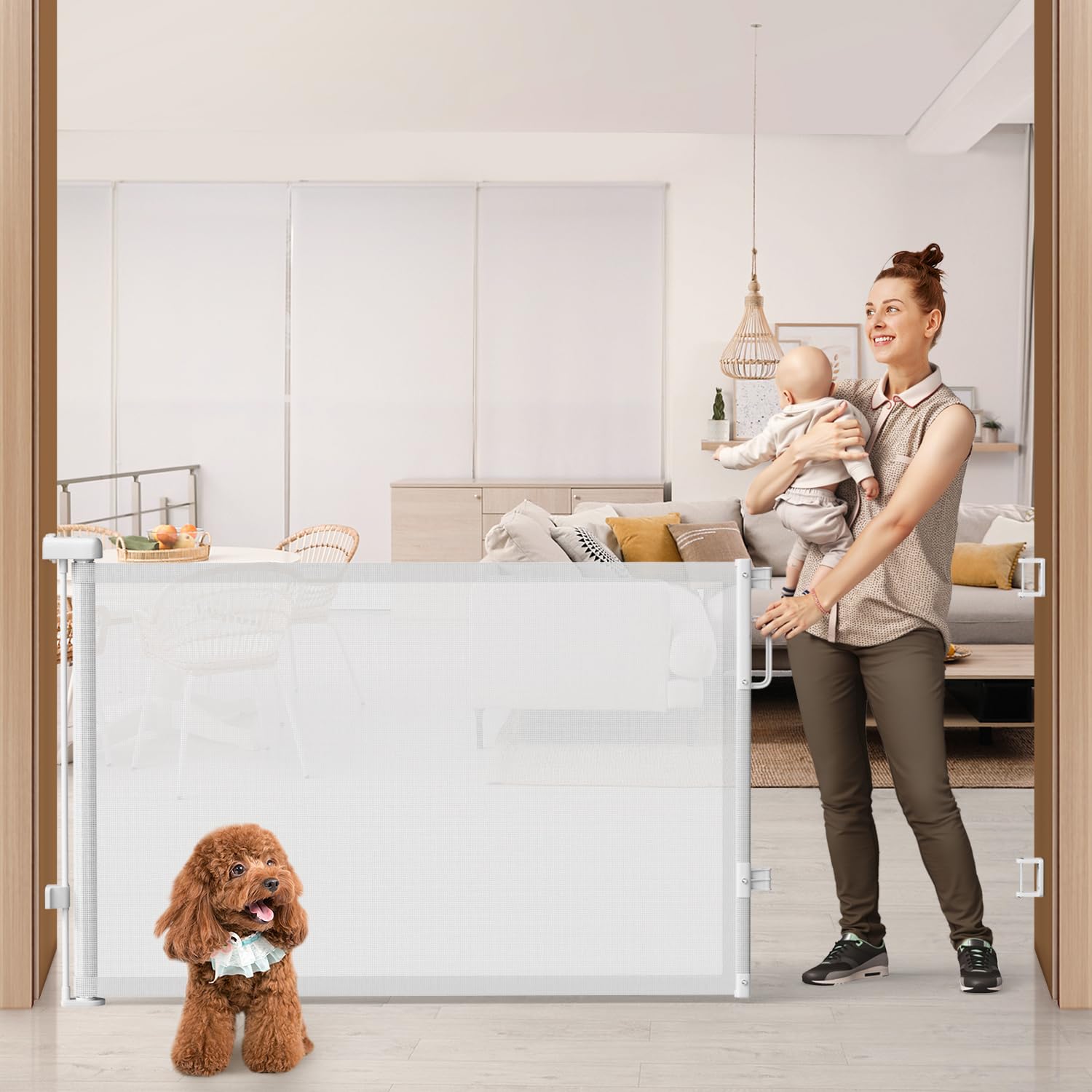 Retractable Mesh Pet Gate for Stairs & Doorways