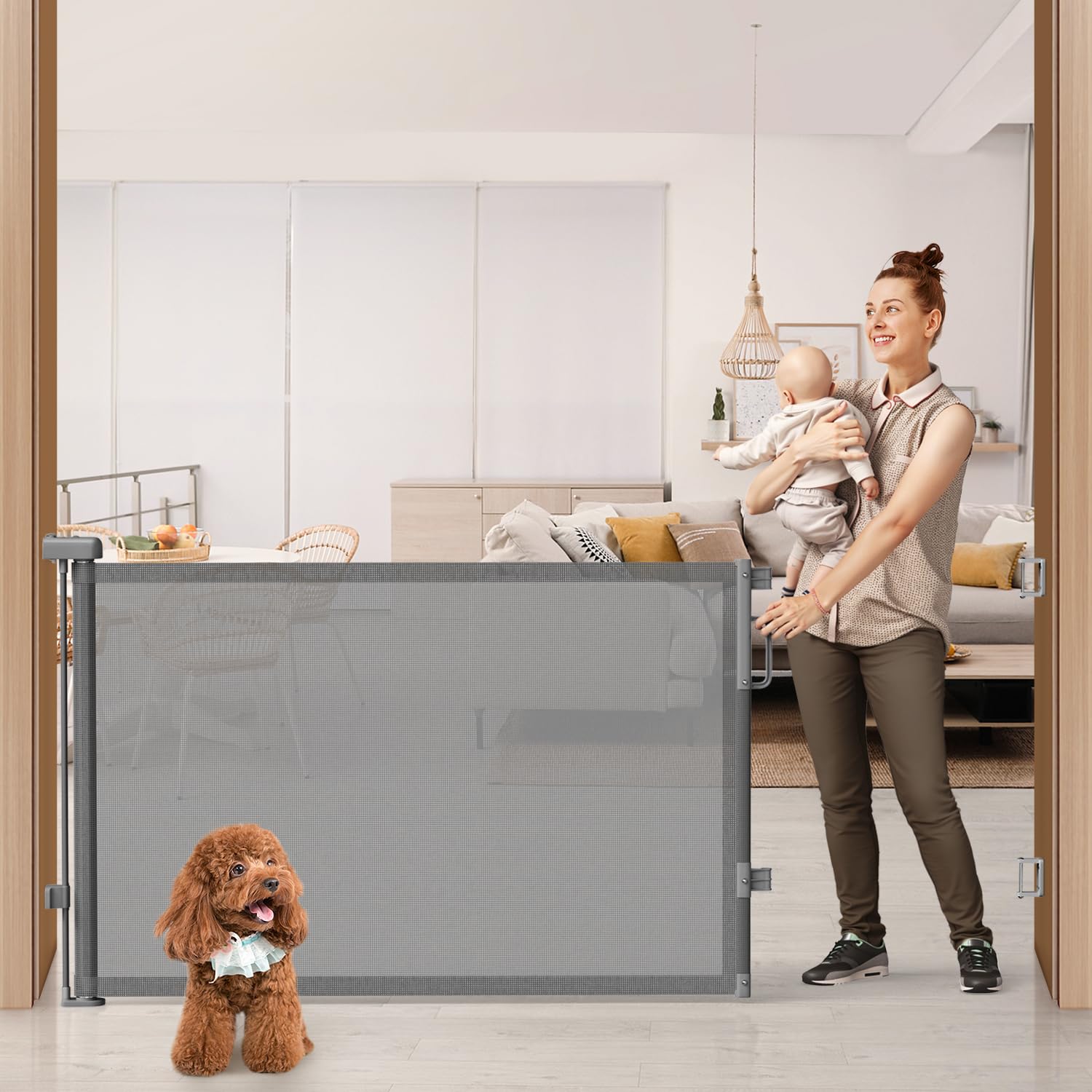 Retractable Mesh Pet Gate for Stairs & Doorways