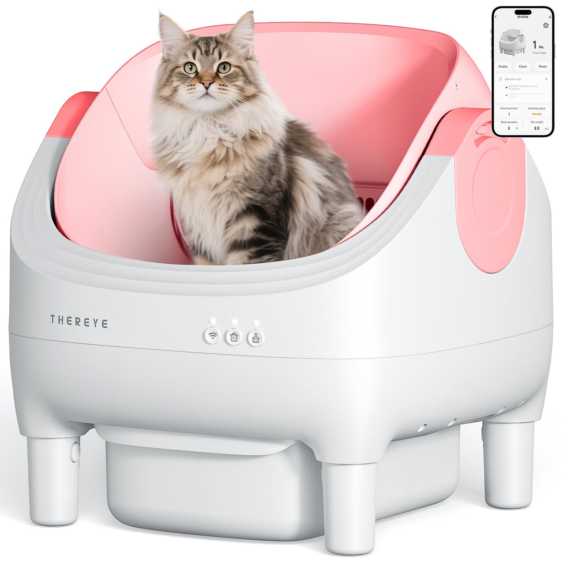 Open-Top Self-Cleaning Cat Litter Box with App Control