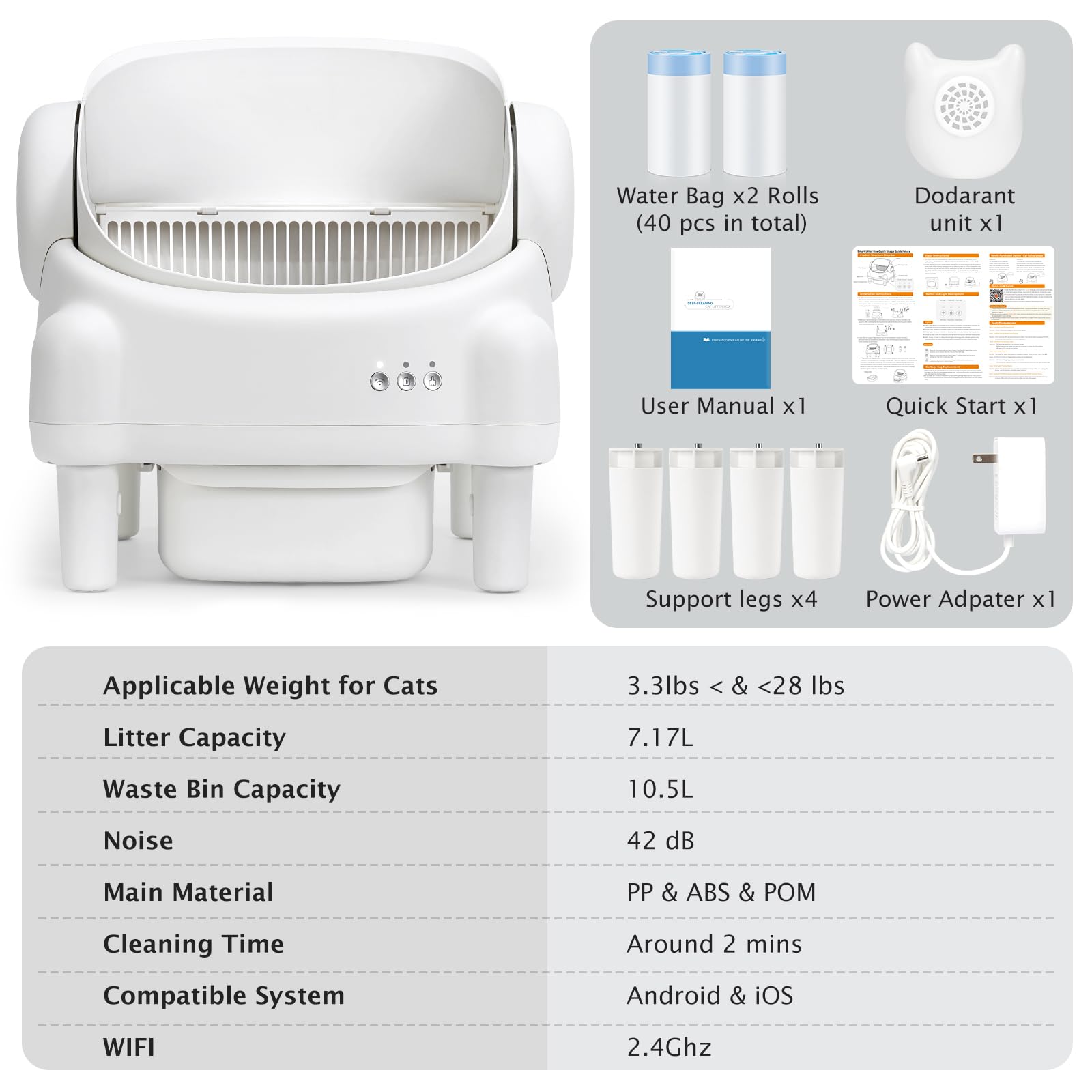 Self-Cleaning Cat Litter Box with App Control