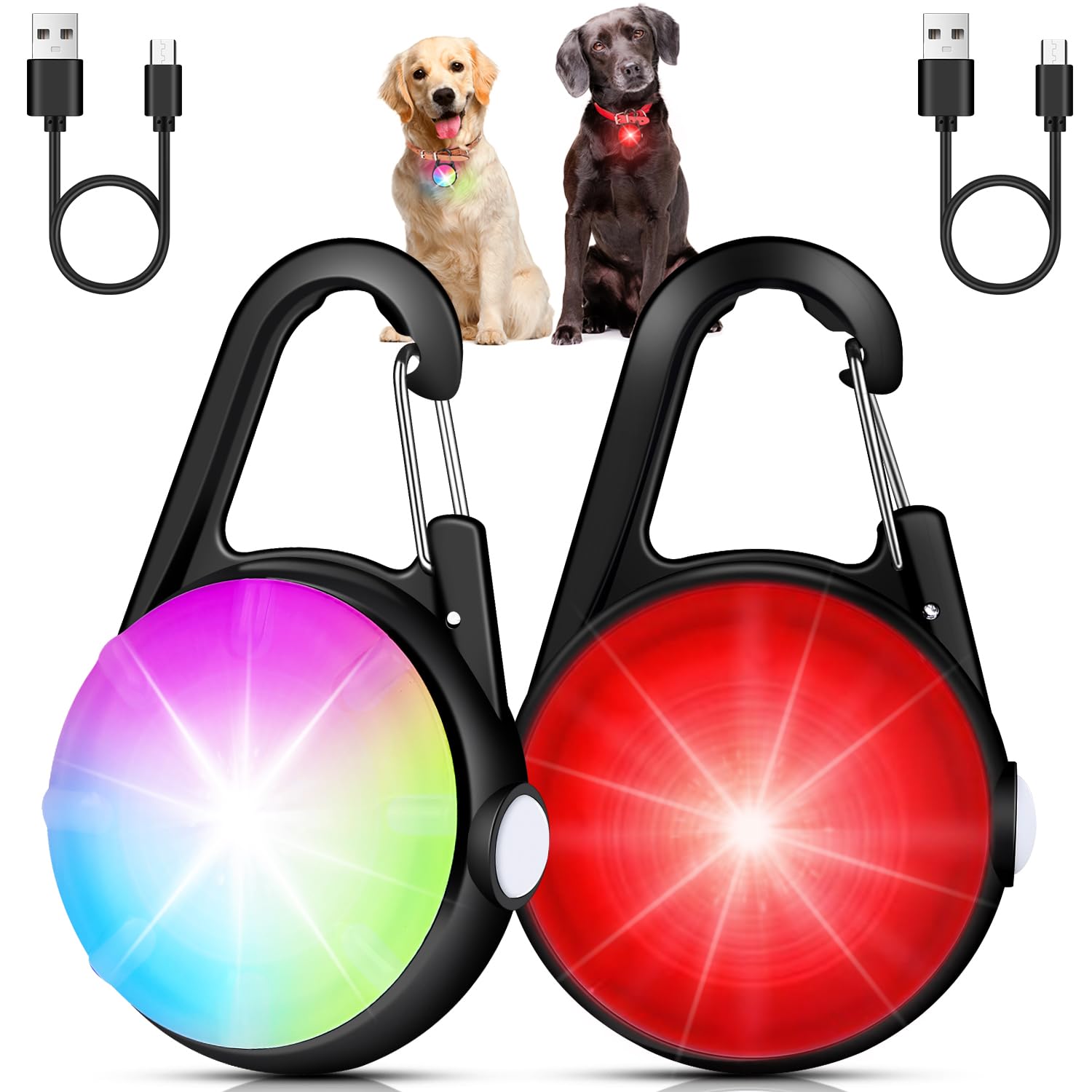 2-Pack Rechargeable Dog Collar Lights
