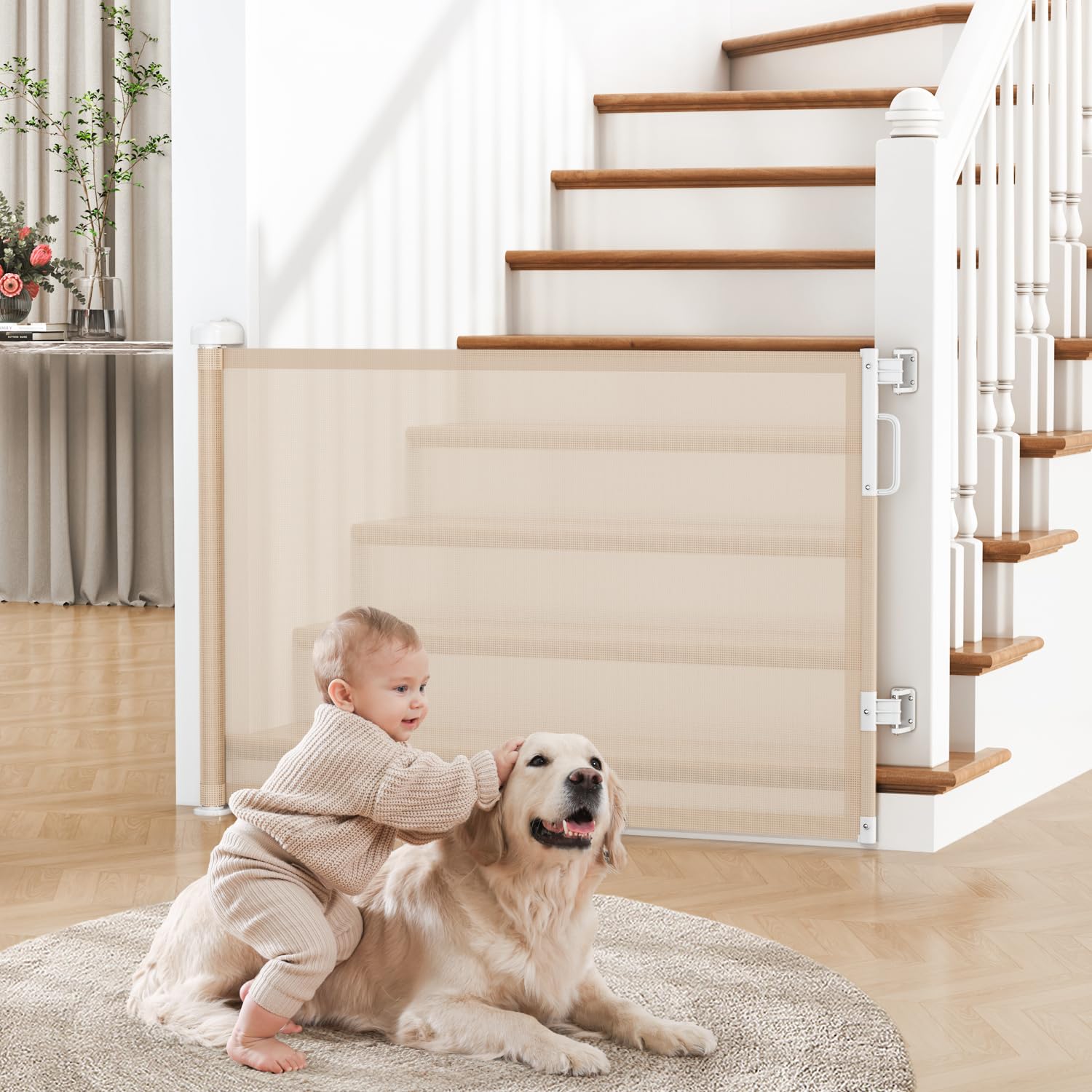 Retractable Mesh Pet Gate for Stairs & Doorways
