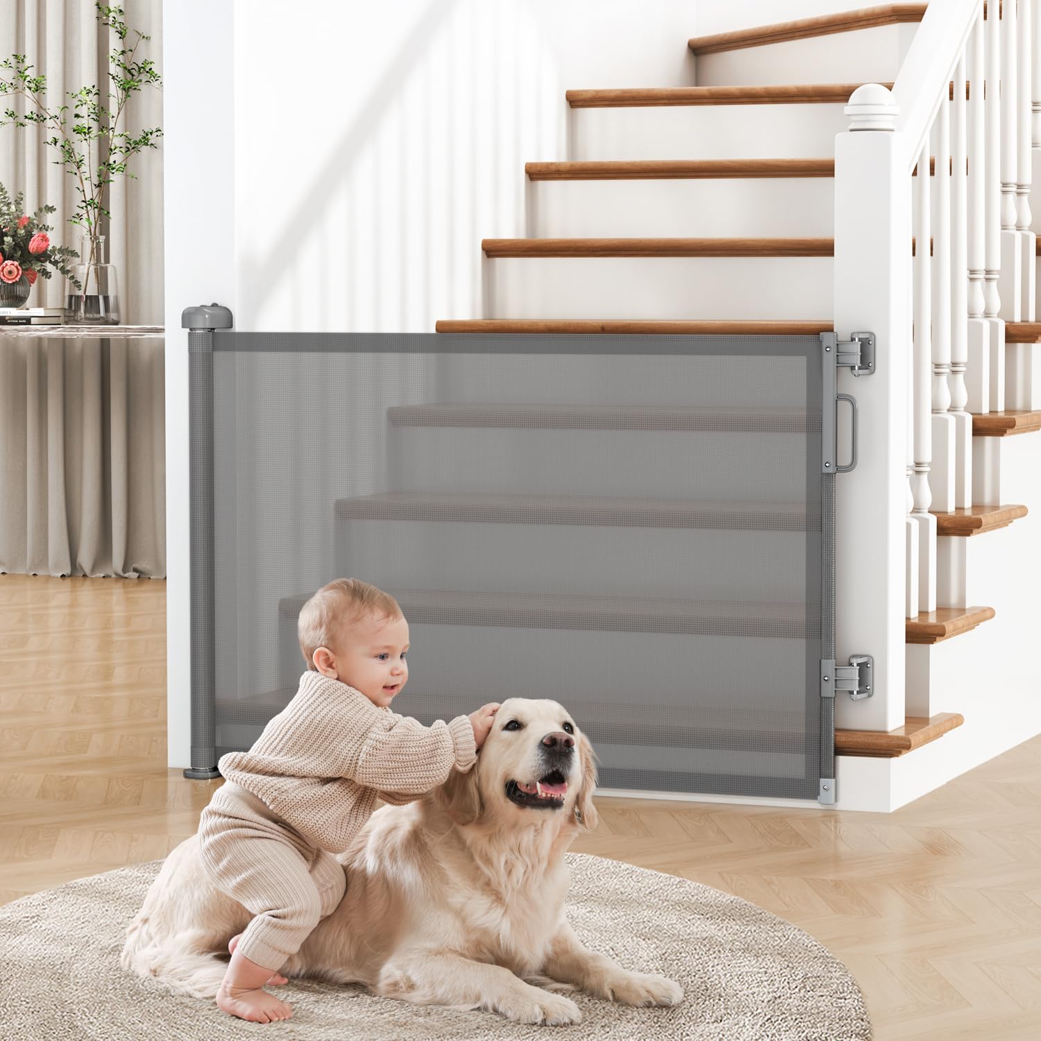 Retractable Mesh Pet Gate for Stairs & Doorways