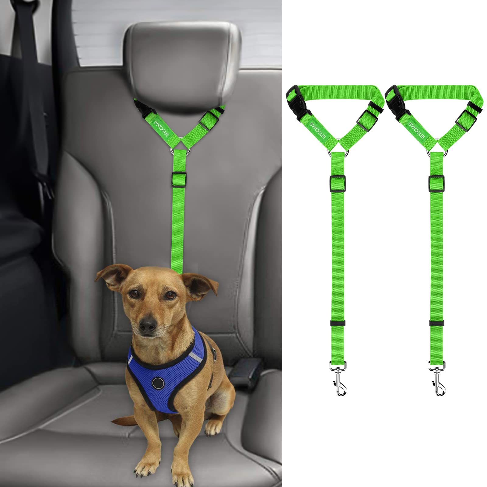 2-Pack Adjustable Pet Car Seat Belt Straps