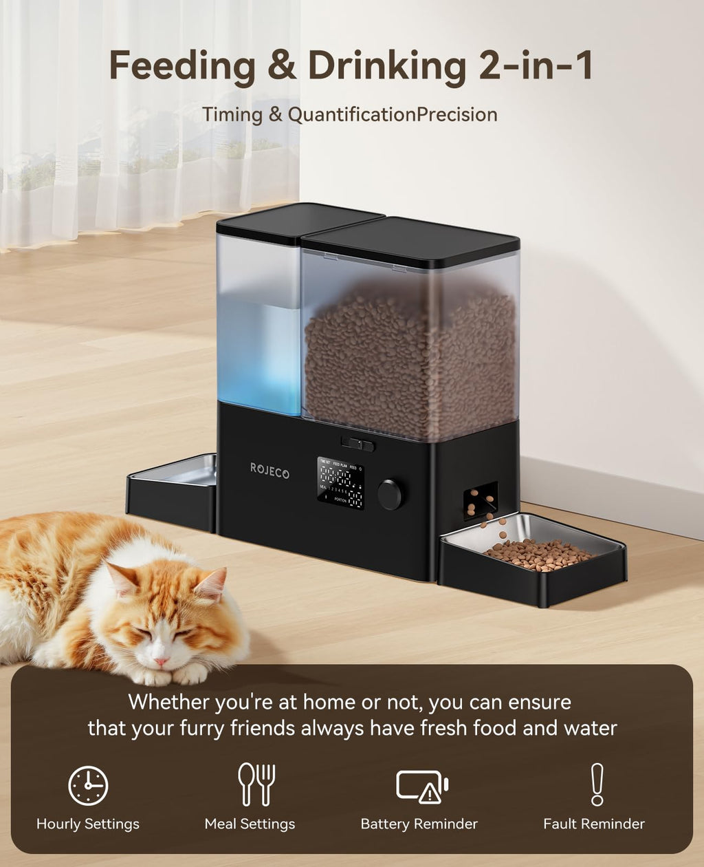 Rojeco Automatic Cat Feeder and Water Dispenser
