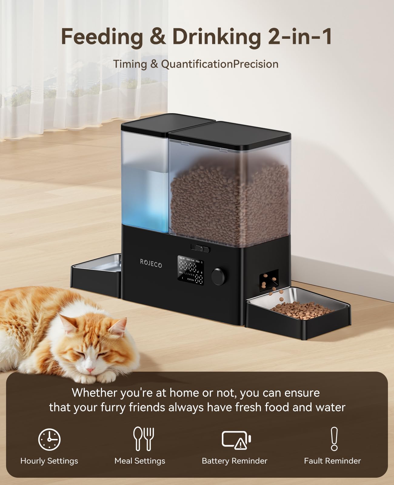 Rojeco Automatic Cat Feeder and Water Dispenser