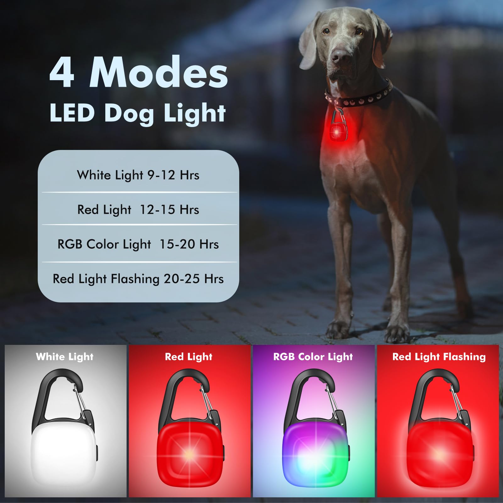 2-Pack Rechargeable Dog Collar Lights for Night Walking