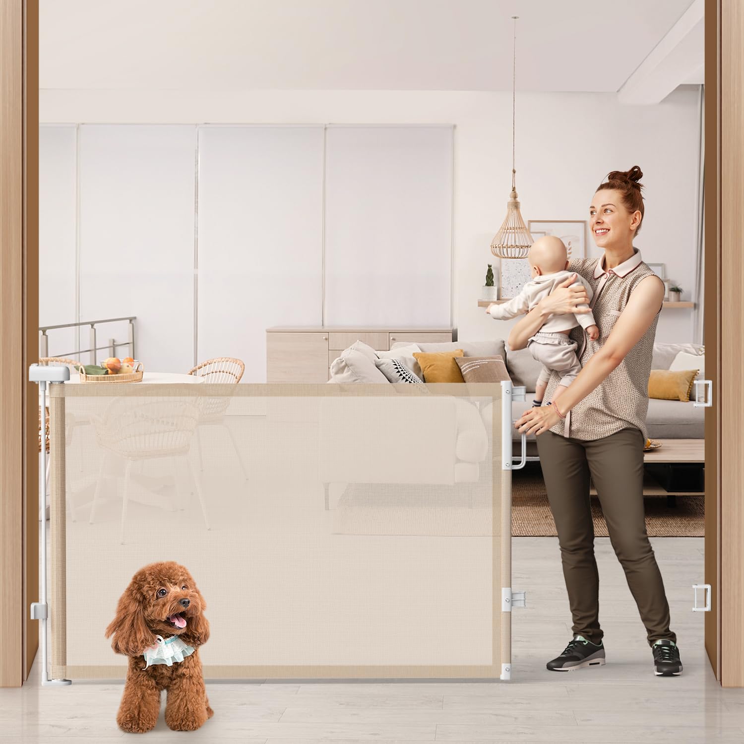 Retractable Mesh Pet Gate for Stairs & Doorways