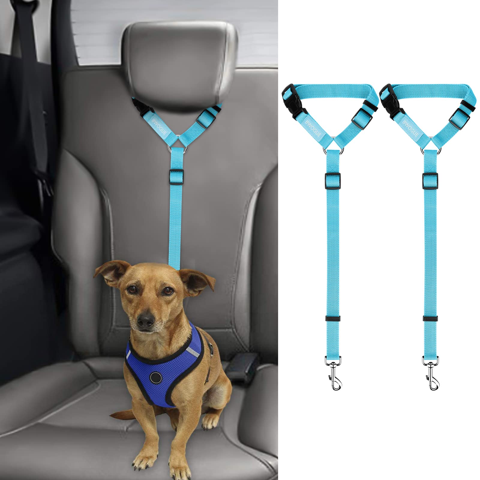 2-Pack Adjustable Pet Car Seat Belt Straps