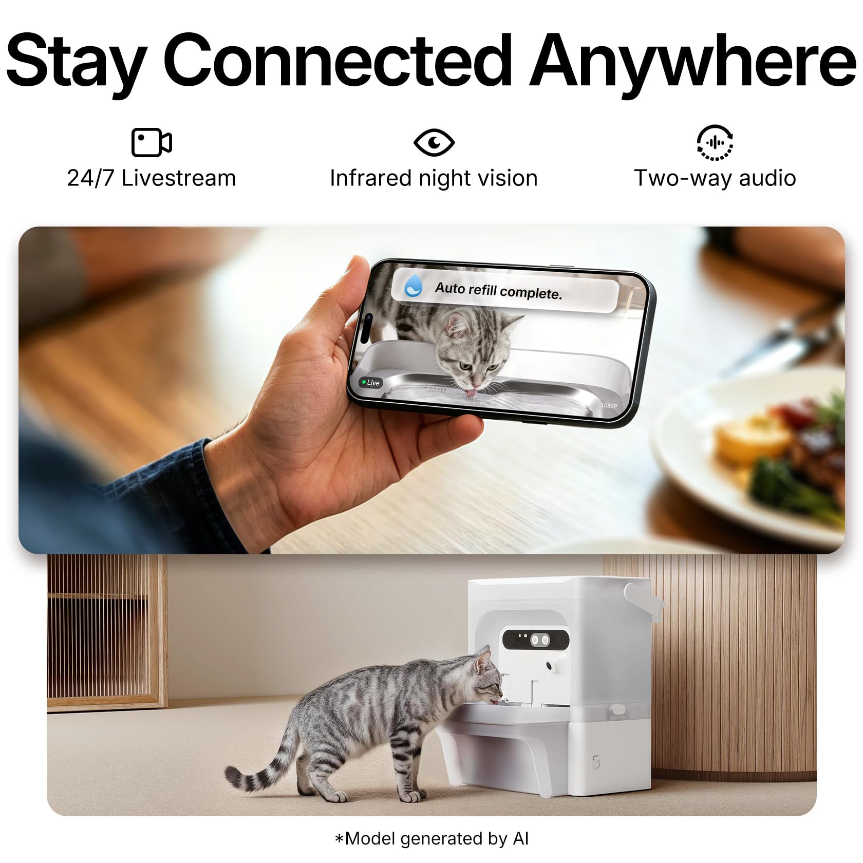 Smart Pet Water Fountain 5L with Camera