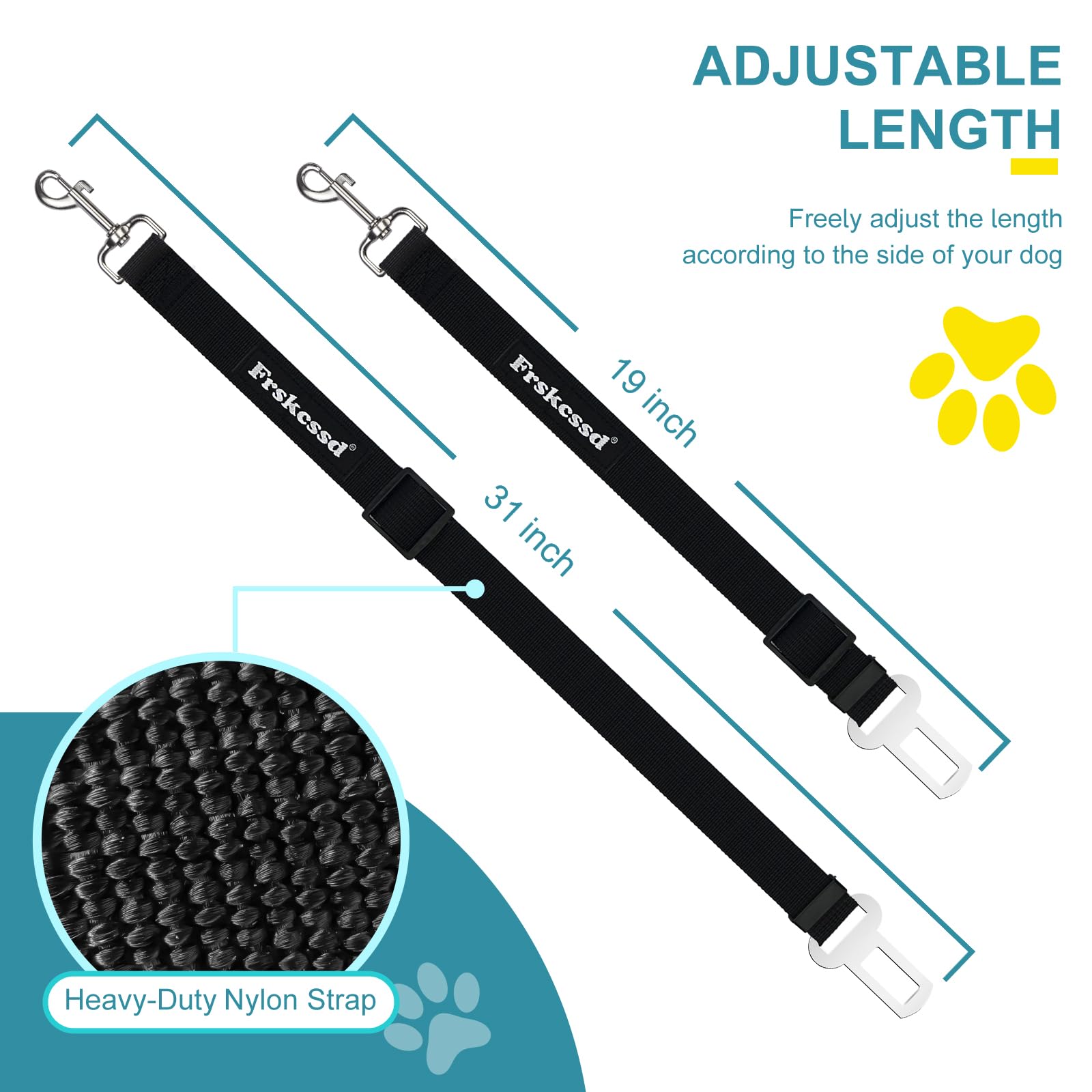 2-Pack Heavy-Duty Dog Car Seat Belt