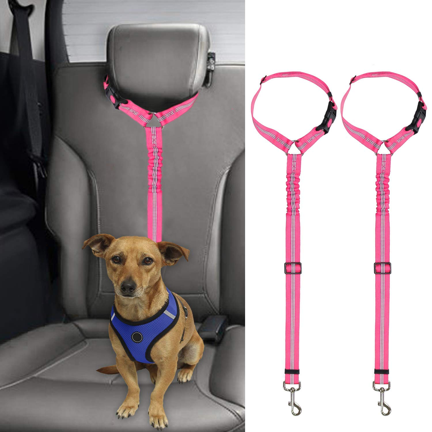2-Pack Adjustable Pet Car Seat Belt Straps