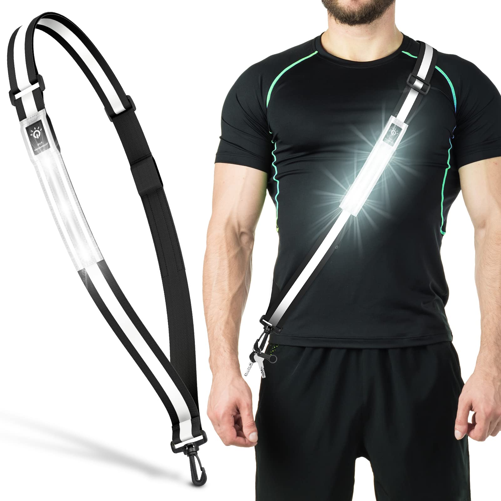 Rechargeable Reflective Safety Sash for Night Walking