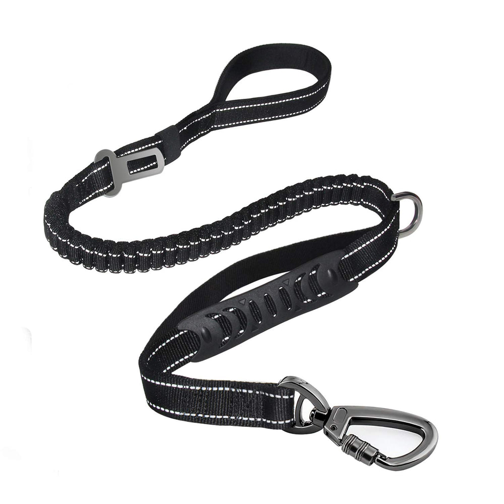 Shock Absorbing Dog Leash with Seat Belt Buckle