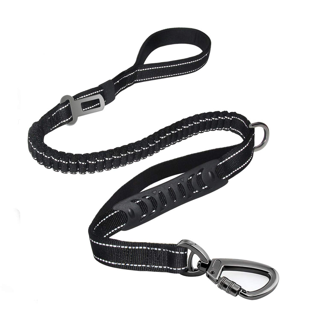 Shock Absorbing Dog Leash with Seat Belt Buckle