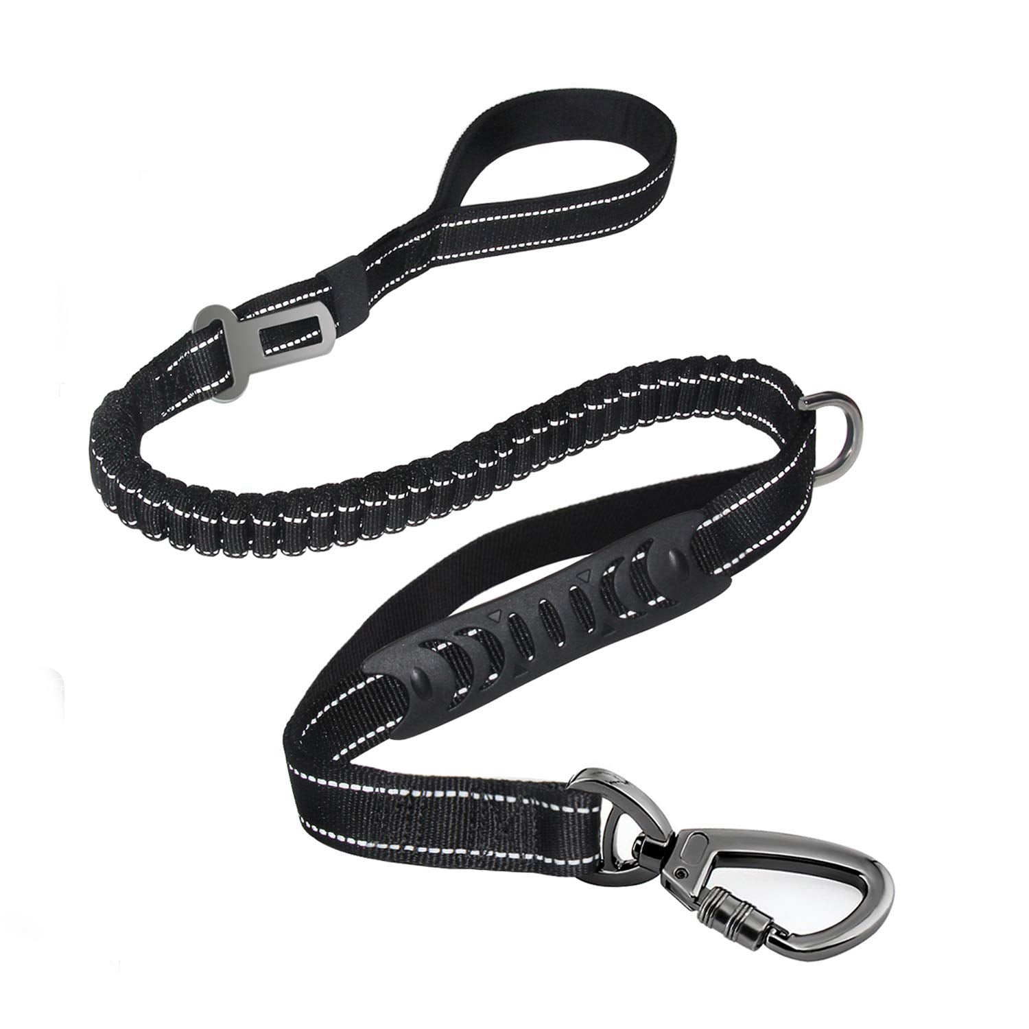 Shock Absorbing Dog Leash with Seat Belt Buckle