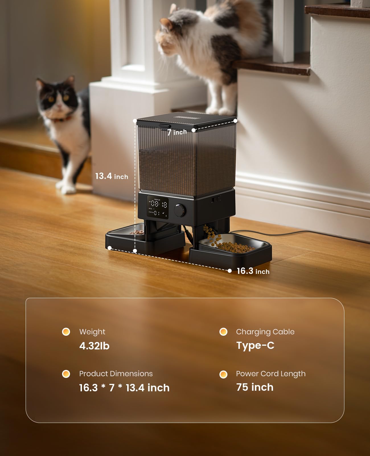 Automatic Pet Feeder for 2 Pets 5L