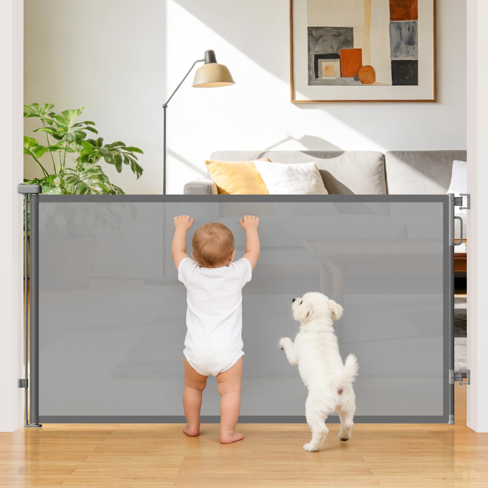 Retractable Mesh Pet Gate for Stairs & Doorways