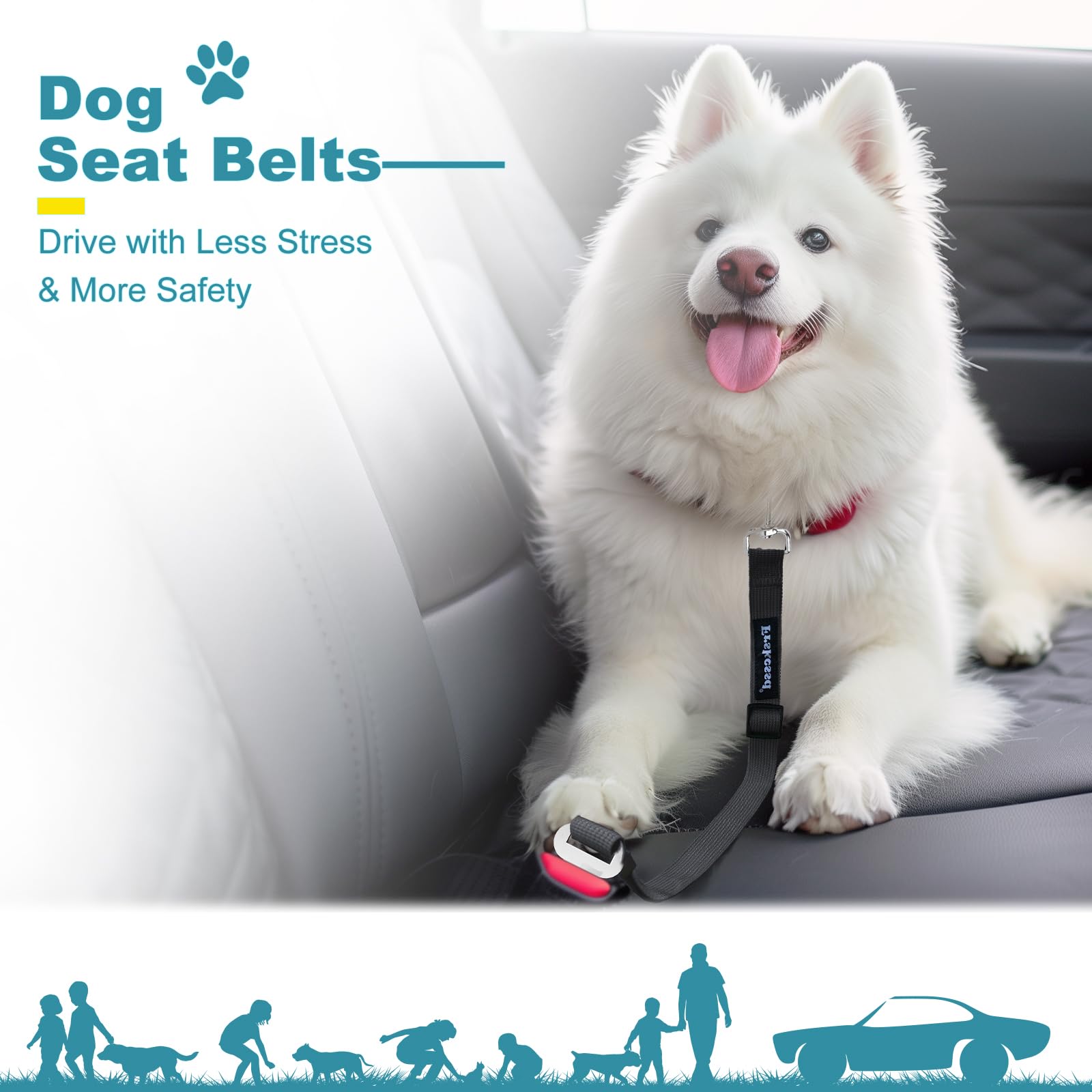 2-Pack Heavy-Duty Dog Car Seat Belt